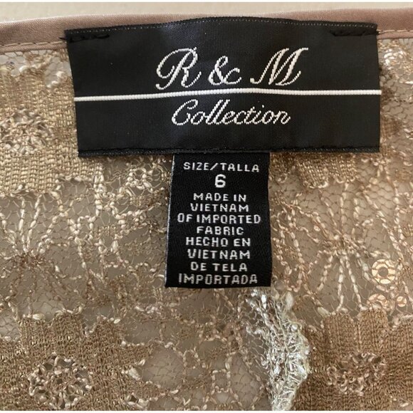 R & M Richards Beige Sequin Lace Dress & Jacket Set Size 6 - Picture 7 of 16